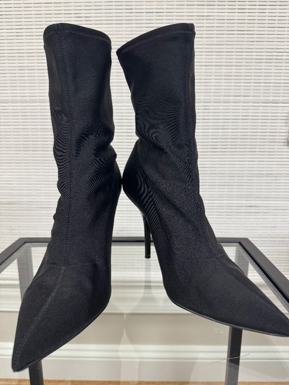 Calvin Klein Black Stretch Sock Boots – Size 11 – 4” Stiletto Heel
